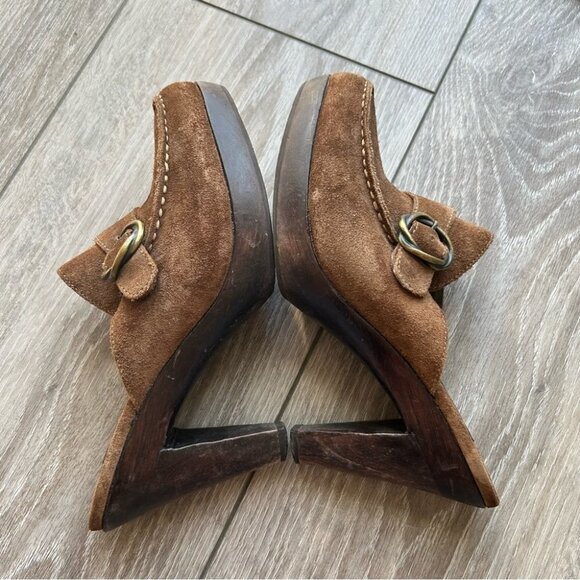 Matisse Suede Leather Wooden  Heel Western Mules Clogs - Picture 11 of 16